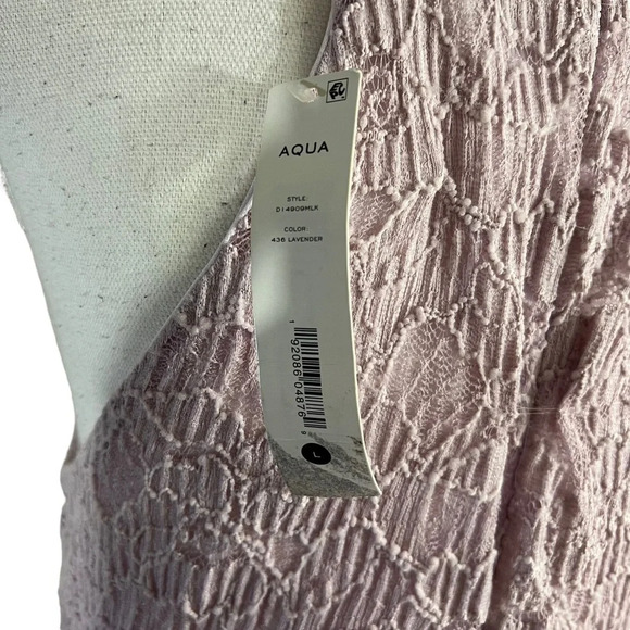 Aqua NEW Halter Top Dress Size Large Light Purple Lavender Lace Overlay Floral - Picture 9 of 10